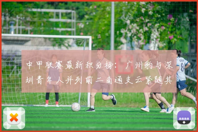 中甲联赛最新积分榜：广州豹与深圳青年人并列前二南通支云紧随其后